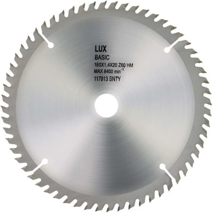 LUX HM-Kreissägeblatt Holz Ø 180 Mm 60 Zähne 3 LUX HM-Kreissägeblatt Holz Ø 180 Mm 60 Zähne